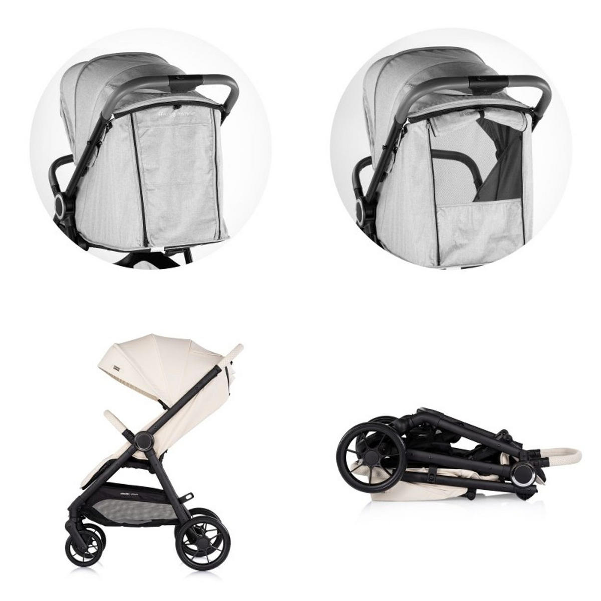 KINDERWAGEN Ultera creme klappbar Korb Federung Hinterradbremse Gurt - Beige, Metall (75/56/102cm) - Chipolino