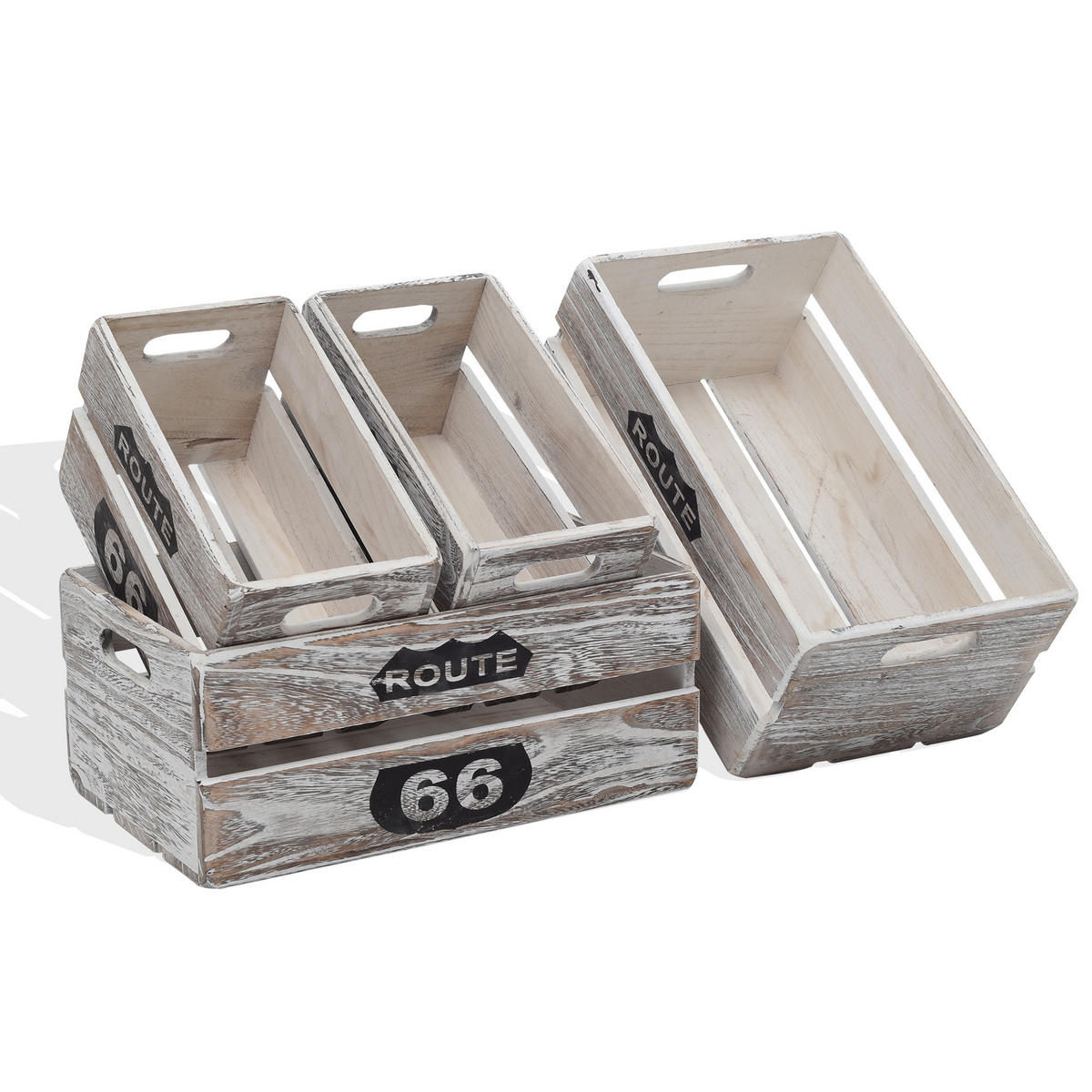 HOLZKISTEN SET, 4tlg. Weiß 22/35/15 cm - Weiß, Holz (22/15/35cm) - Mobili Rebecca