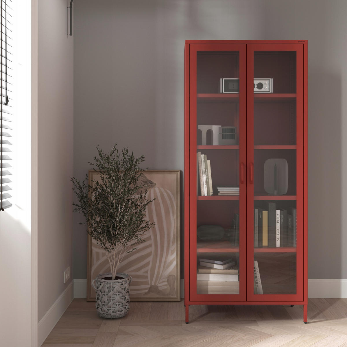 WOHNZIMMER Vitrine ANGELO Modern - Rot, Metall (80/185/45cm) - Jan Nowak