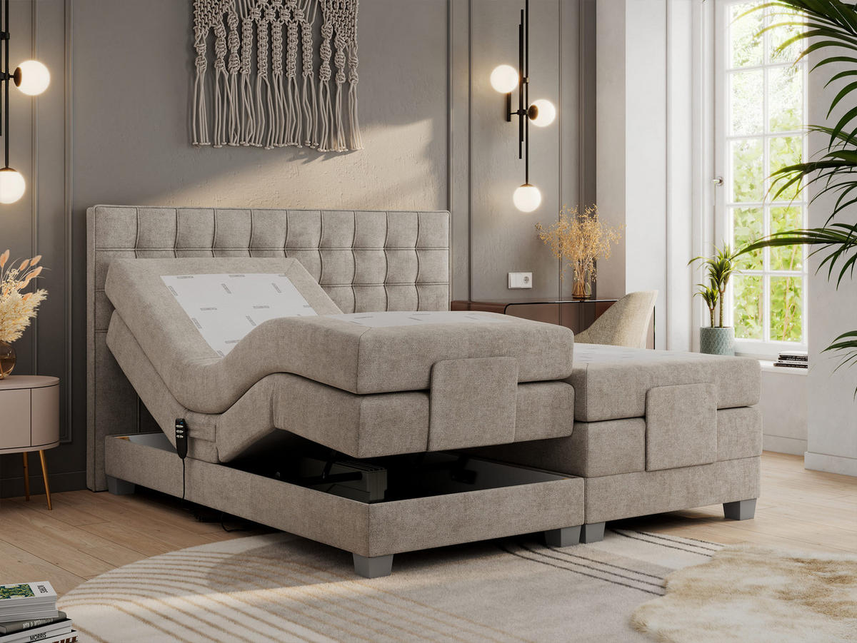 BOXBETT ELEKTRO 200/200 Beige Struktur - H3 - Beige, Holz/Textil (200/200cm) - MKS