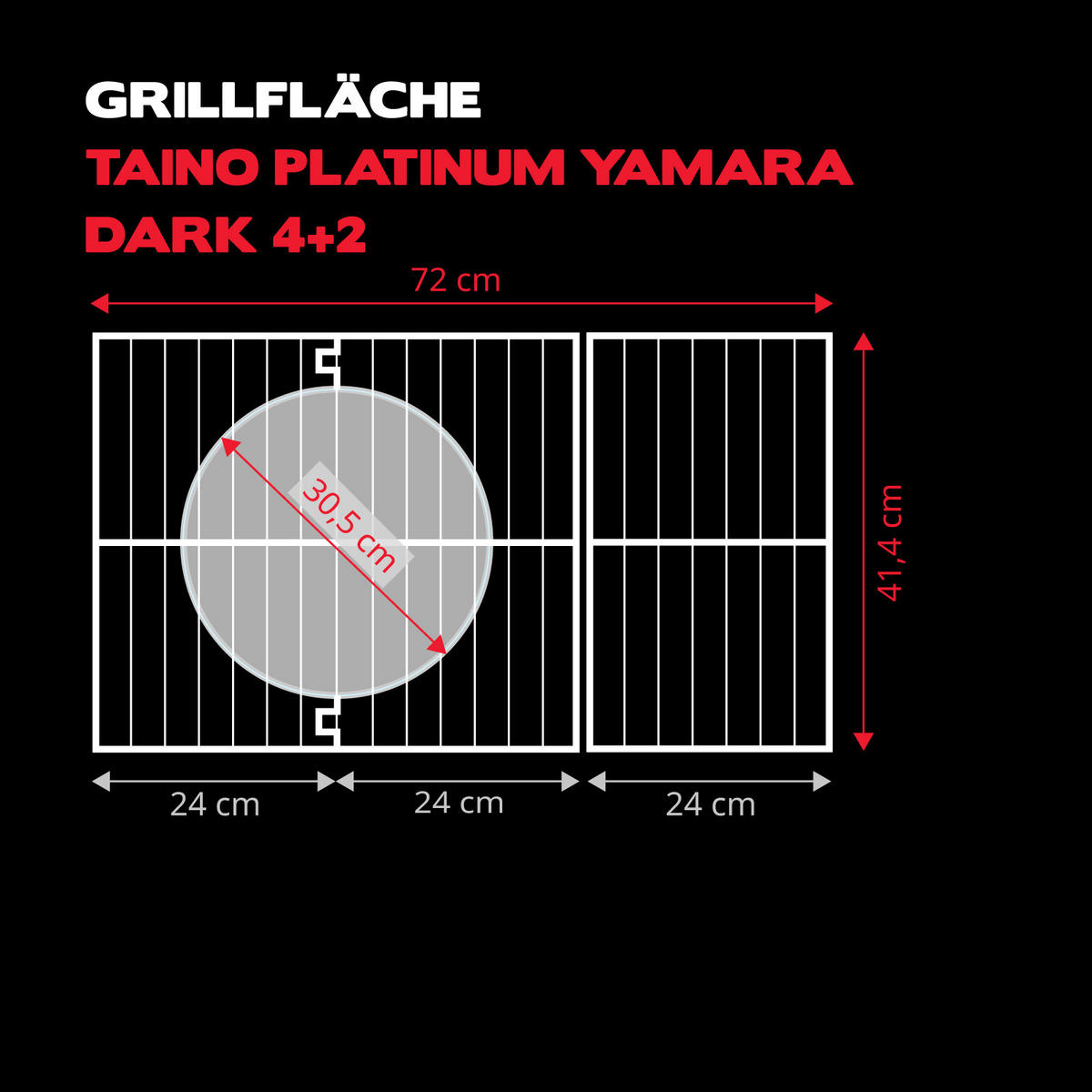 GASGRILL Platinum Yamara Dark 4+2 - Schwarz, Metall (140/117/55cm) - TAINO