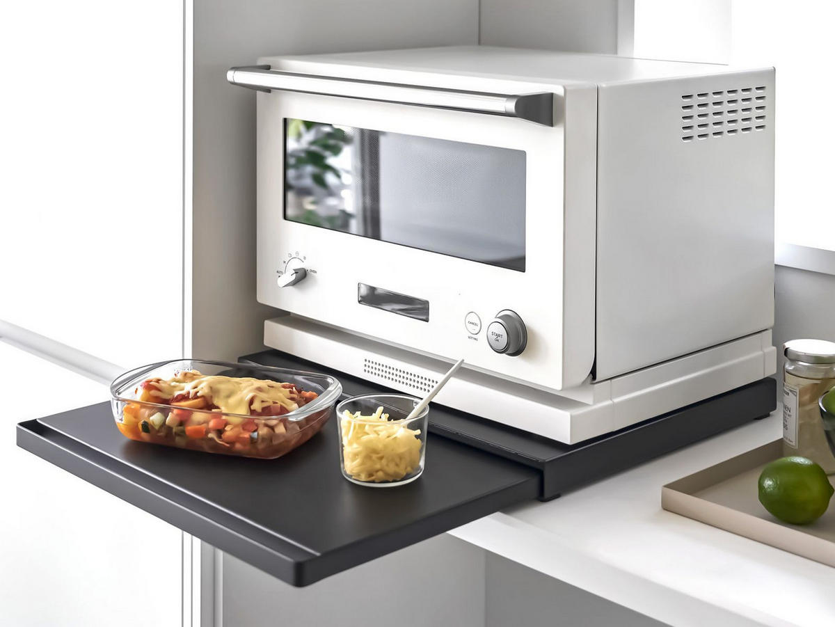 ARBEITSPLATTEN-AUSZIEHTABLETT Tower schwarz 45/4/37 cm - Schwarz, Metall (37/4/45cm) - Yamazaki