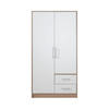 KLEIDERSCHRANK SAM SR3 2-türig 100 / 190 / 56 cm Weiß | Sonoma Eiche - Weiß/Sonoma Eiche, Holzwerkstoff (100/190/56cm) - Deine Möbel 24
