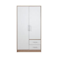 KLEIDERSCHRANK SAM SR3 2-türig 100 / 190 / 56 cm Weiß | Sonoma Eiche - Weiß/Sonoma Eiche, Holzwerkstoff (100/190/56cm) - Deine Möbel 24
