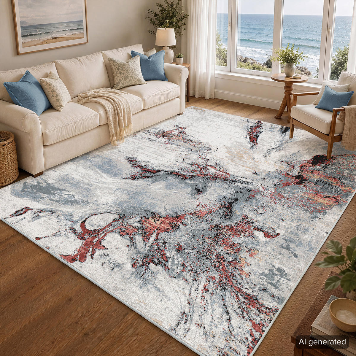 KURZFLORTEPPICH Emma 160/220 cm Grau - Rot/Grau, Textil (160/220cm) - LIVABLISS