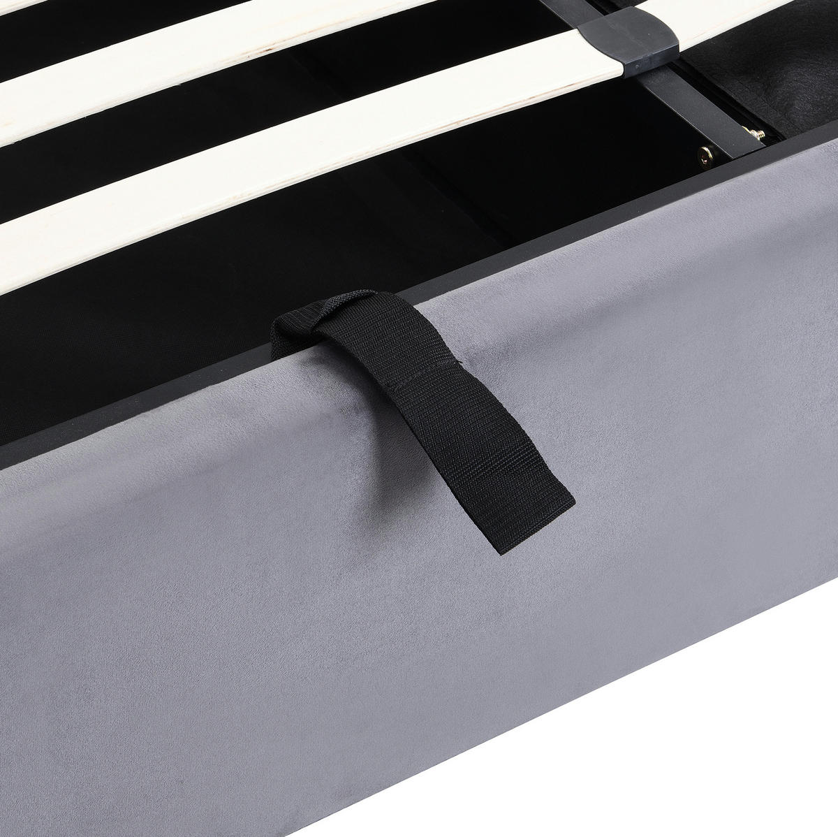 BETT mit Bettkasten und 3 Schubladen 160x200 cm Samt Grau - Grau, Metall (160/200cm) - Meubliv