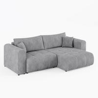 ECKSOFA RIVA Rechts Grau Cord-Stoff L-Form Couch mit Schlaffunktion & Bettkasten - Schwarz/Grau, Holz (160/255cm) - Barchello