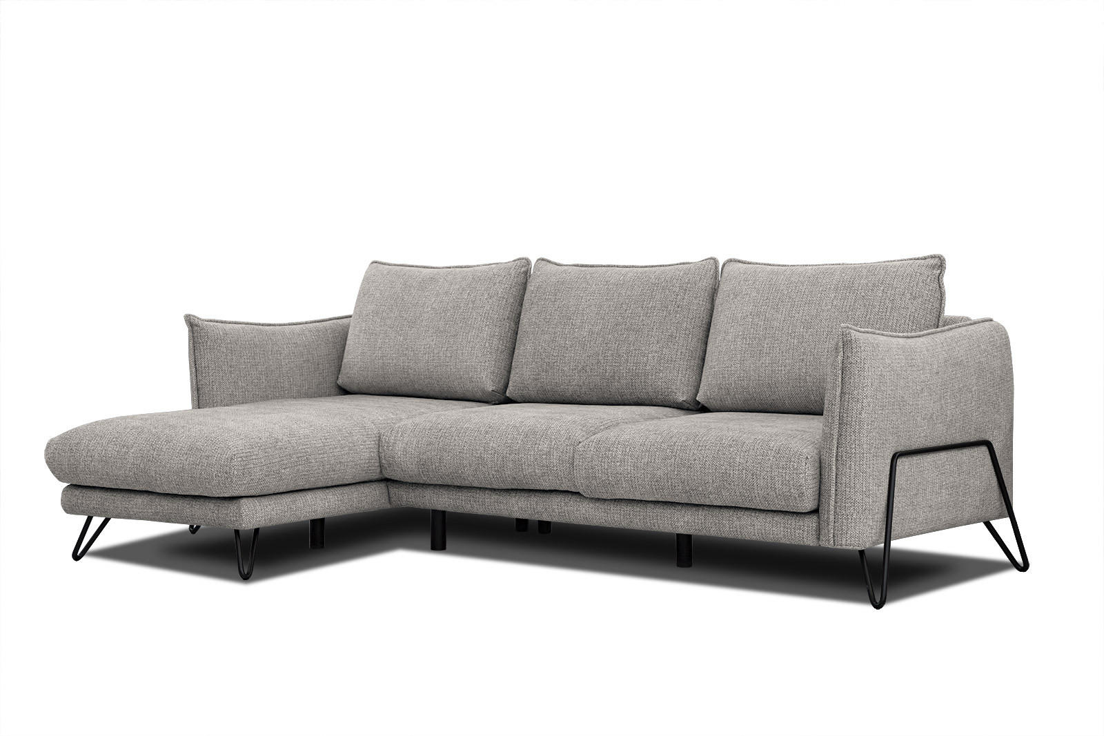 ECKSOFA HOSTEN 4-Sitzer, platinfarben - Platinfarben/Schwarz, Holzwerkstoff/Textil (158/269cm) - Courtois Laville