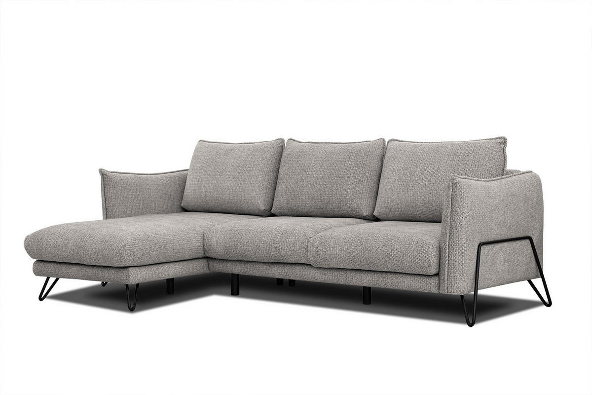 ECKSOFA HOSTEN 4-Sitzer, platinfarben - Platinfarben/Schwarz, Holzwerkstoff/Textil (158/269cm) - Courtois Laville