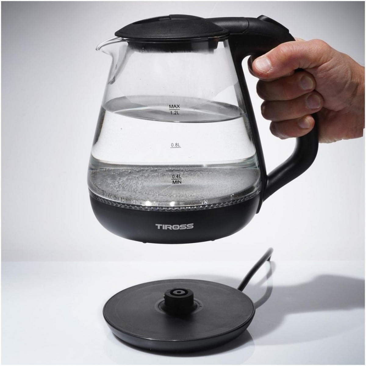 WASSERKOCHER ELEKTRISCH Schwarz 18/18/21 cm TS2708 - Schwarz, Glas (18/21/18cm) - Tiross 