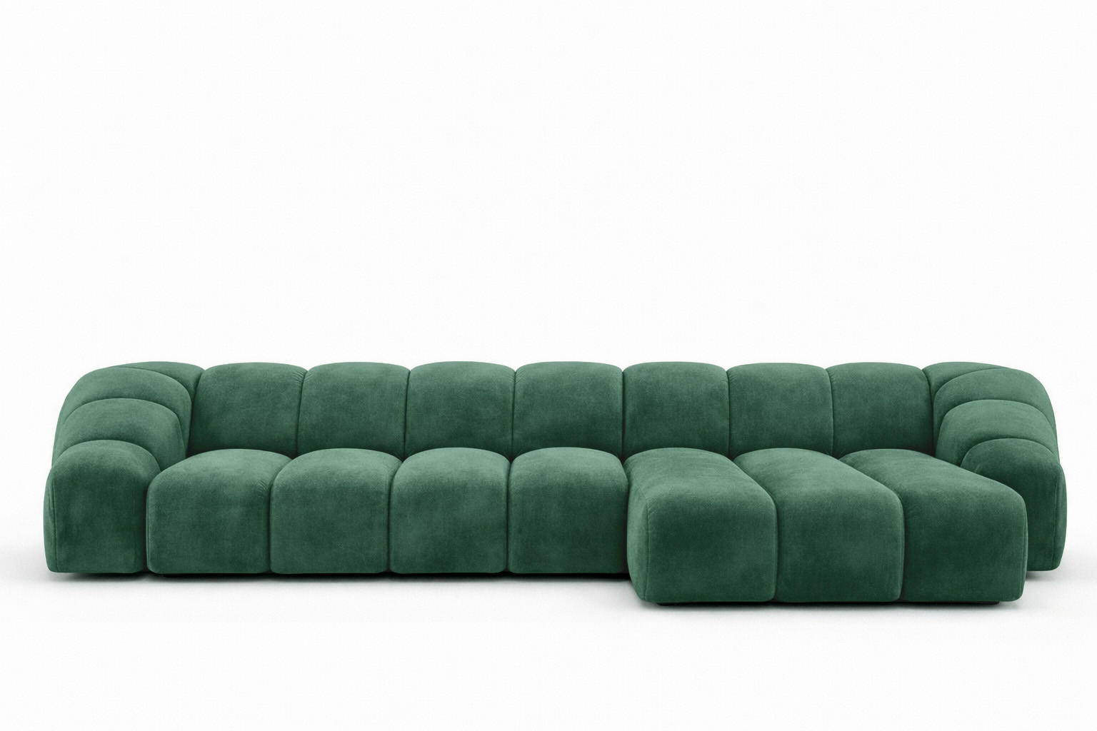 ECKSOFA Modulare L-Form, Veloursstoff Bluvel, Grün, Rechts, CROISSANT XL - Grün, Holz (340/190cm) - Kaiser Möbel