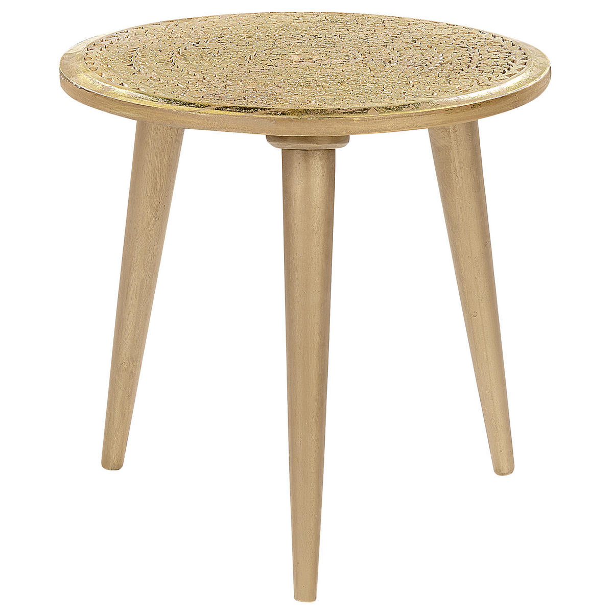 BEISTELLTISCH 2er-Set Rund Gold Narra - Goldfarben, Holz (36/46cm) - Beliani