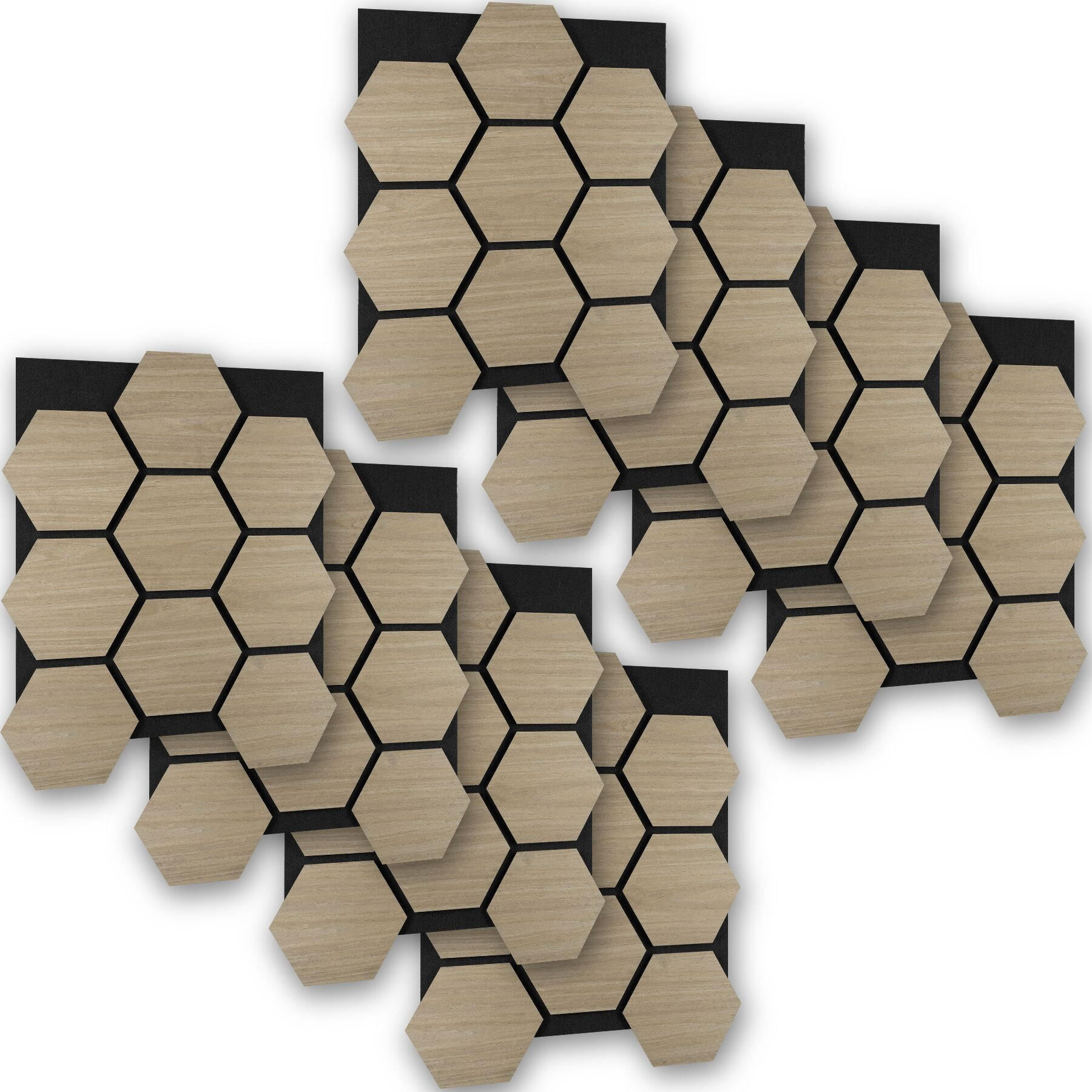 AKUSTIKPANEELE Sonic Shield, je 76 x 62 x 1,8 cm, Größe flexibel anpassbar, Eiche dunkel - Wildeiche, Holz (62/1.8/76cm) - tectake