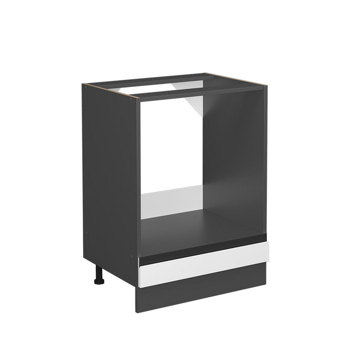 HERDUMBAUSCHRANK R-Line Weiß 60 cm J-Shape, ohne AP - Anthrazit/Weiß, Holzwerkstoff (60/81.6/46cm) - Vicco