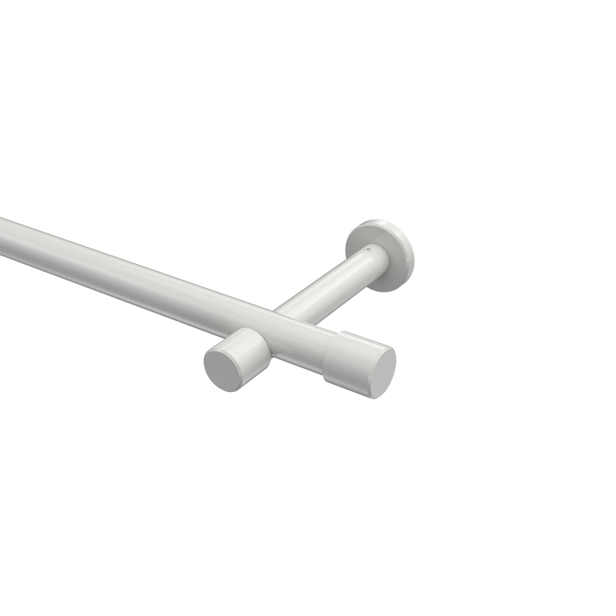 GARDINENSTANGEN-SET Prestige Santo 260 cm (geteilt in 2 x 130 cm), 1-läufig (ohne Ringe), 20 mm Ø Weiß - Weiß, Metall (260cm) - INTERDECO