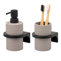 BADACCESSOIRESET SAVONA Softtouch (2er-Set) - Taupe, Kunststoff (7/16/9cm) - bremermann