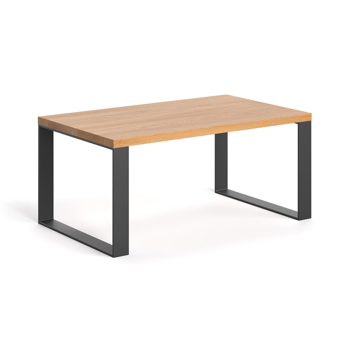COUCHTISCH Slim aus massivem Eichenholz 80 cm - Eichefarben/Schwarz, Holz/Metall (80/60/45cm) - Danzz