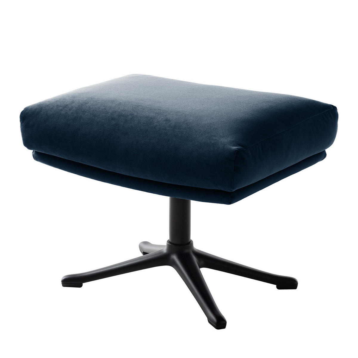 HOCKER mit Kreuzfuß - Schwarz/Dunkelblau, Textil/Metall (54/41/41cm) - home24