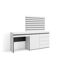 SIDEBOARD mit Konsolentisch Lamellenwand Holz, weiß, 177/35/145 cm - Weiß, Holzwerkstoff (35/145/177cm) - Skraut Home