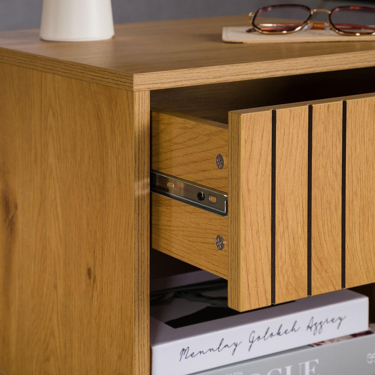 NACHTTISCH MESTO - Schwarz, Holzwerkstoff (40/50/40cm) - IDIMEX