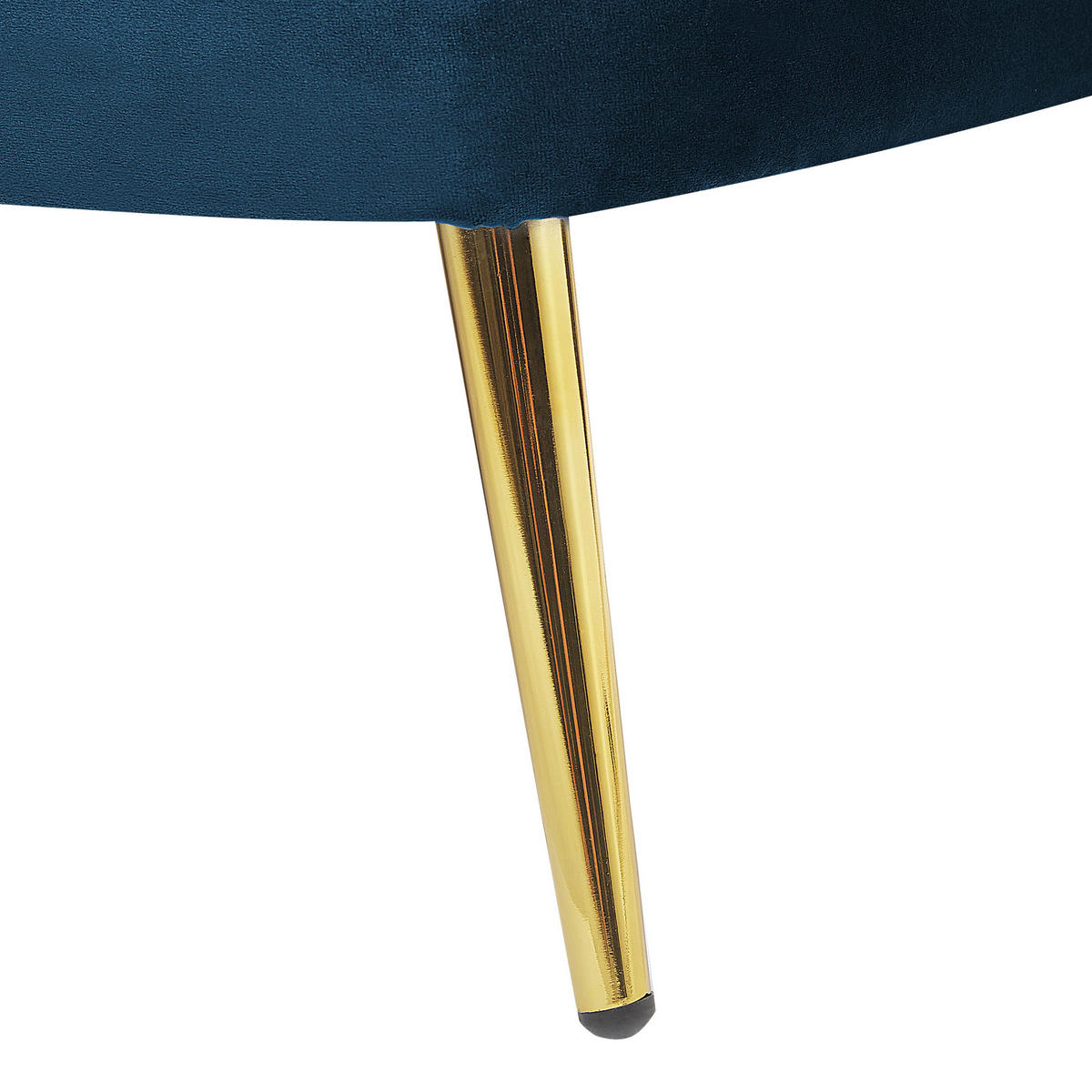 CHAISELONGUE Samtstoff marineblau linksseitig Allier - Blau/Goldfarben, Textil (150/75/76cm) - Beliani