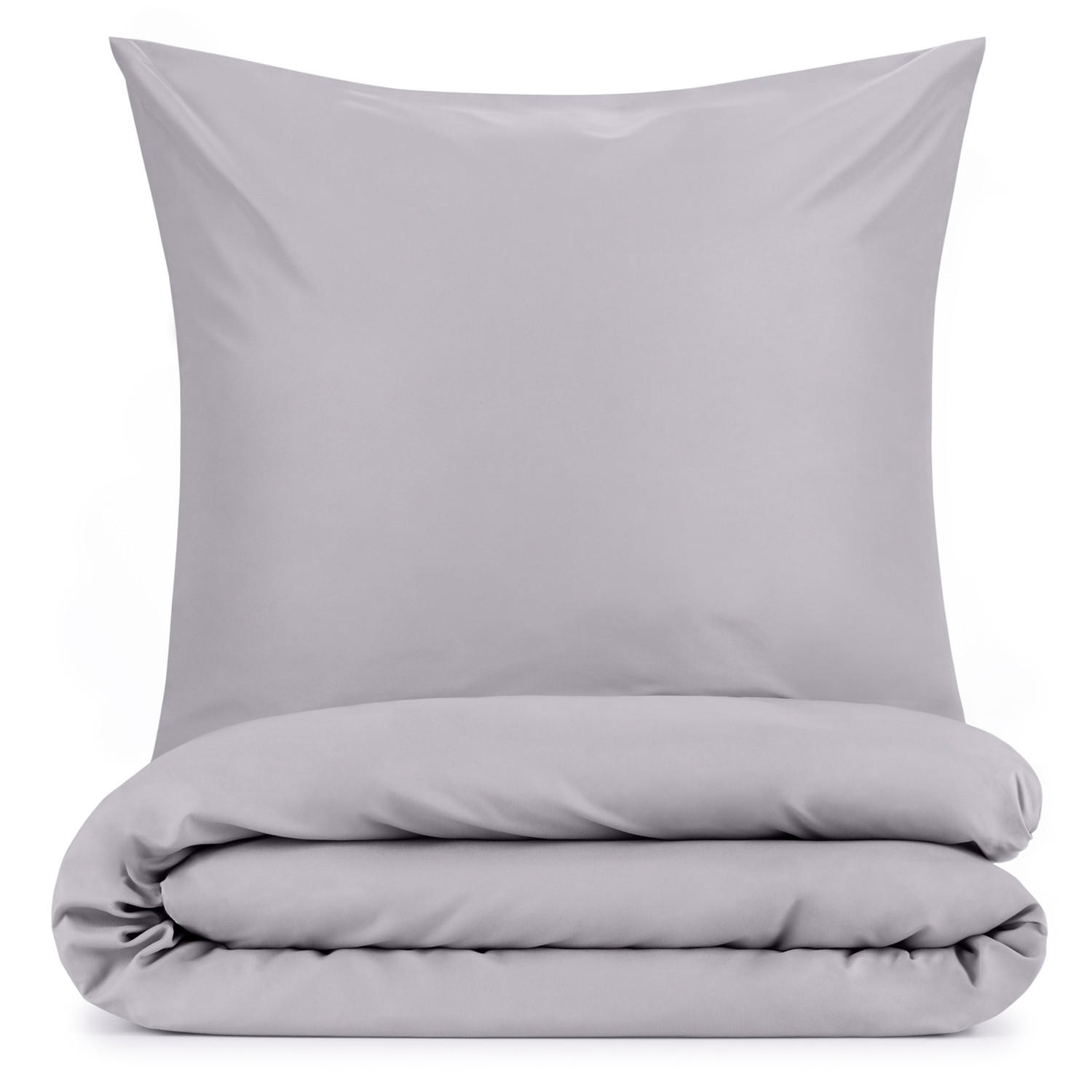 BETTWÄSCHE 2-teilig, 135/200 cm & 40/80 cm, Grau - Grau, Textil (135/200cm) - Blumtal