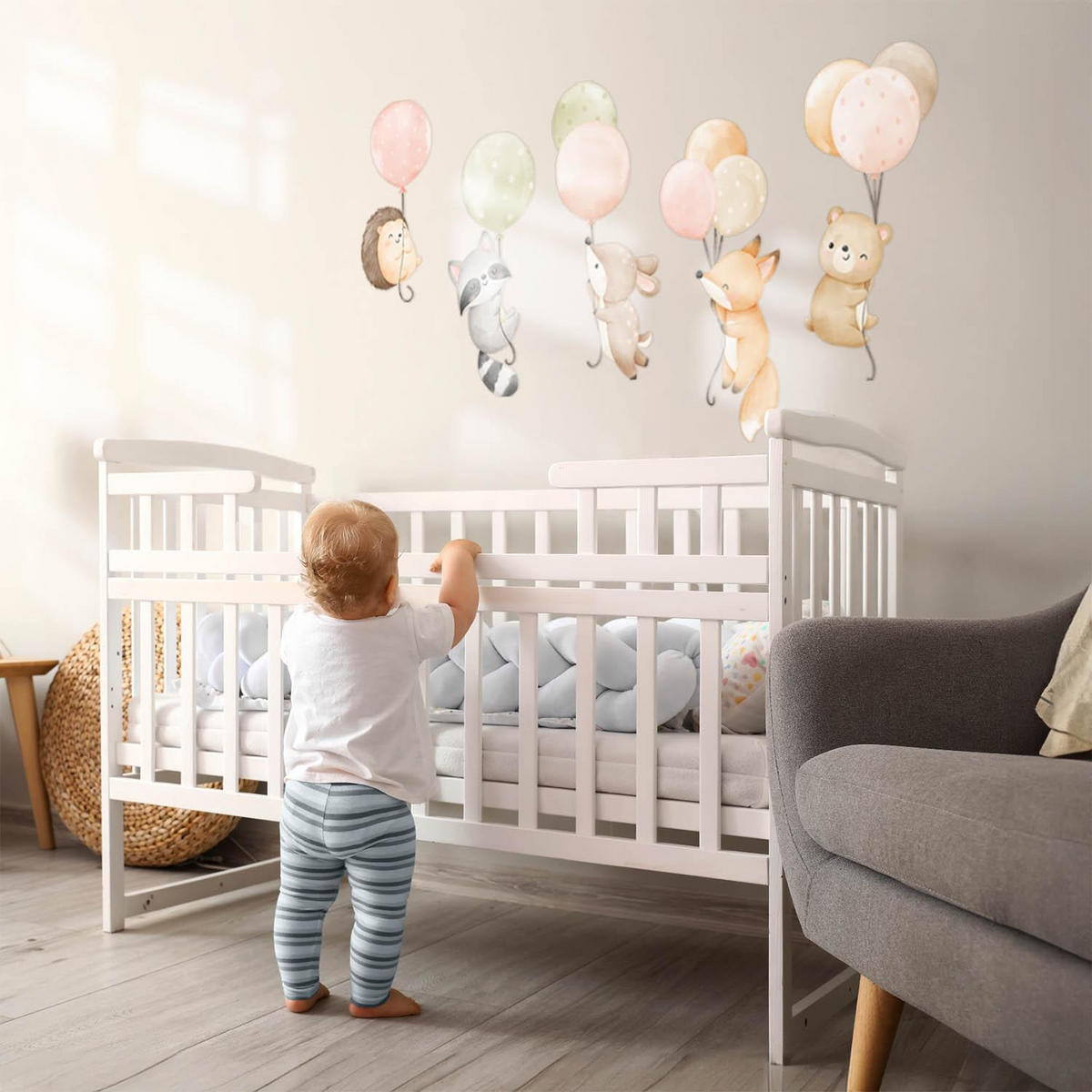 AUFKLEBER 80x124 cm Tiere Ballon - Beige, Kunststoff (80/124/0.1cm) - TULUP