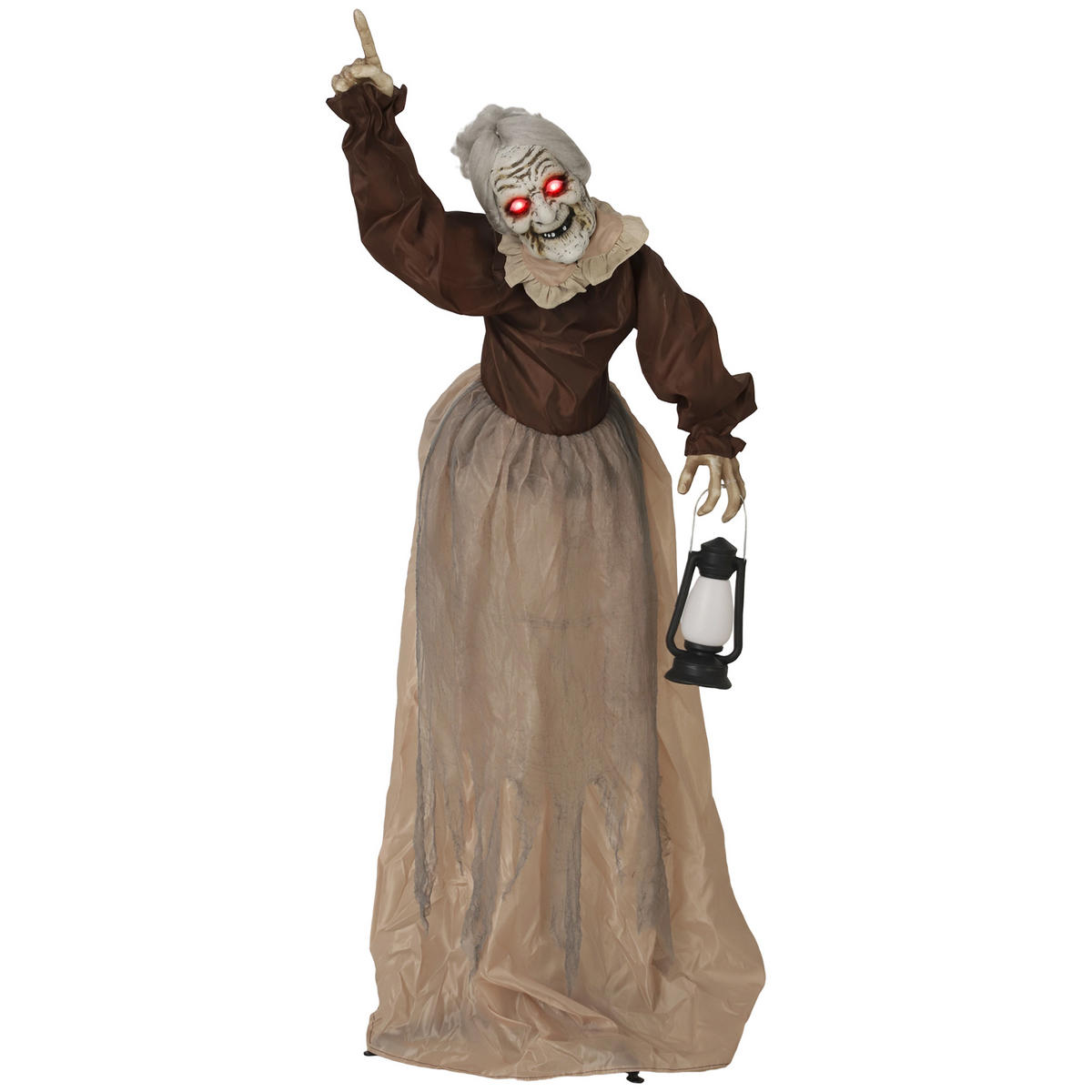 HALLOWEEN-DEKORATION Hexe 150 cm mit LED-Lichter, Soundfunktion - Braun, Textil (25/150/90cm) - Outsunny