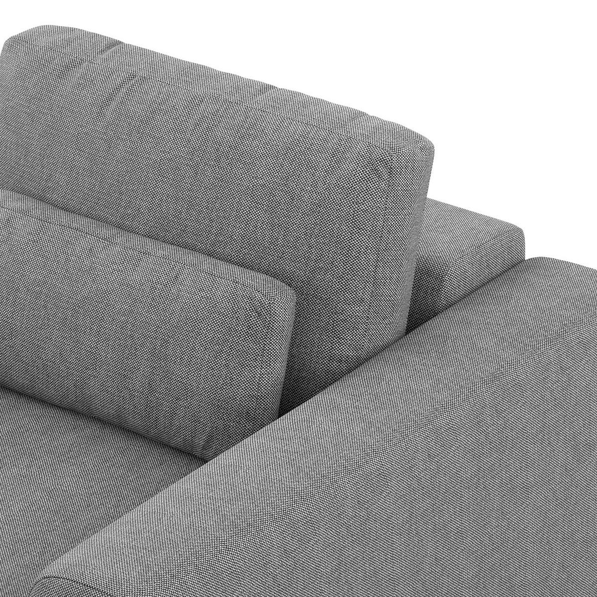 3-SITZER SOFA - Silberfarben/Schwarz, Kunststoff/Textil (252/80/117cm) - home24