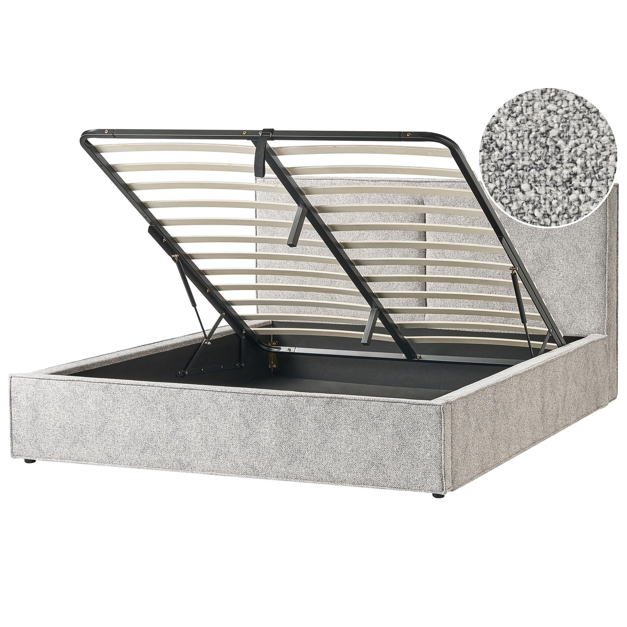 BETT mit Stauraum 180/200 cm Schwarz Moissac - Schwarz/Weiß, Textil (180/200cm) - Beliani