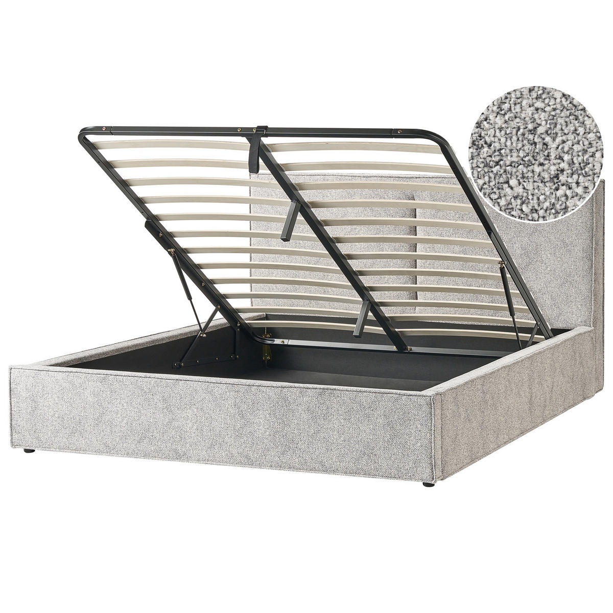 BETT mit Stauraum 180/200 cm Schwarz Moissac - Schwarz/Weiß, Textil (180/200cm) - Beliani