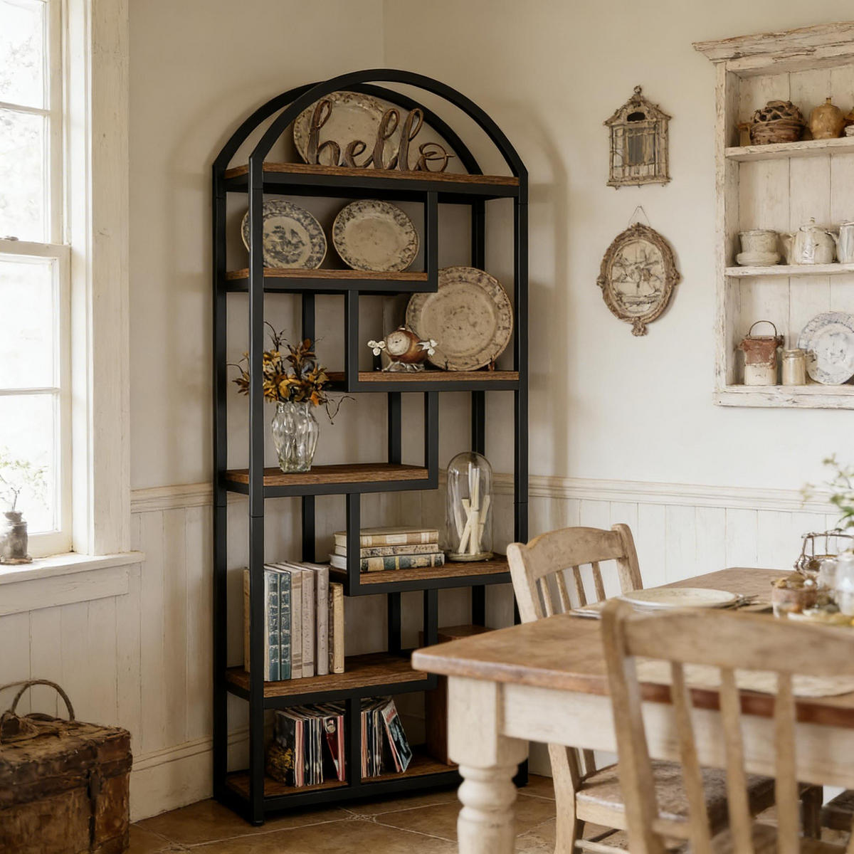BÜCHERREGAL Schwarz/Rustikalbraun 7 Ebenen 80/30/180 cm - Schwarz, Holzwerkstoff (80/180/30cm) - PANGIVO