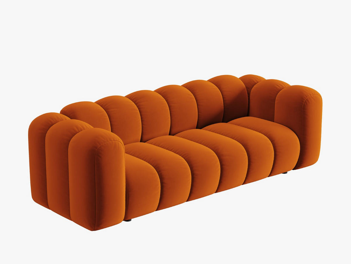 SOFA Lupine aus Samt terrakotta 3 Sitzplätze - Terra cotta, Textil (95/70/230cm) - Micadoni