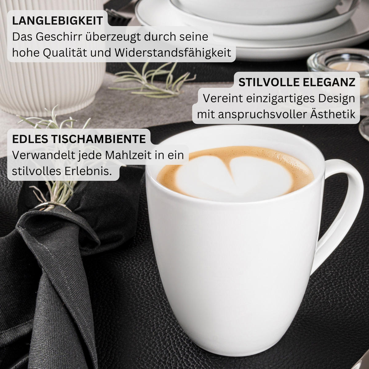 KAFFEEBECHER SET NEW PORT - 6 teilig aus Porzellan - Weiß, Keramik (0.35L) - Sänger