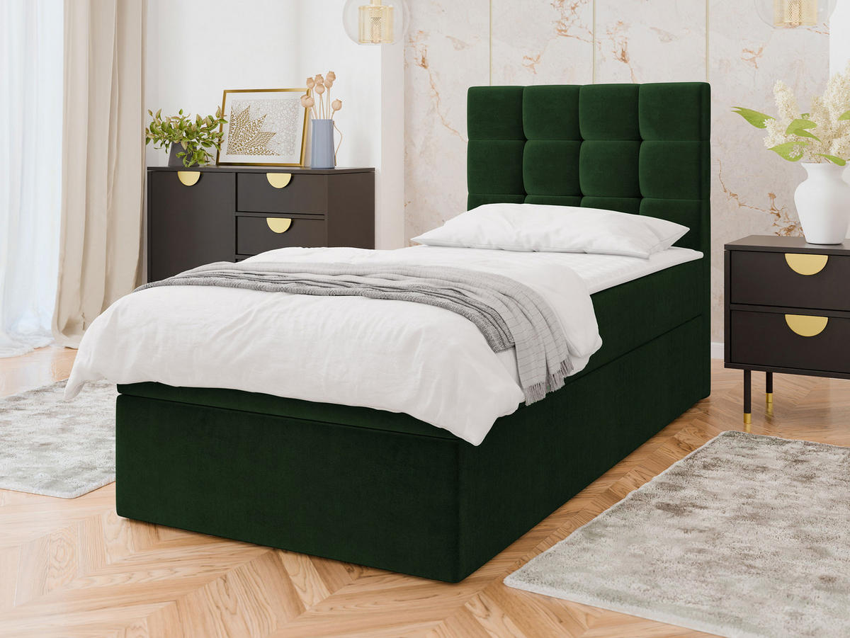 BOXBETT Luanda Single - H3 - Schwarz/Grün, Holz/Kunststoff (100/200cm) - MIRJAN24