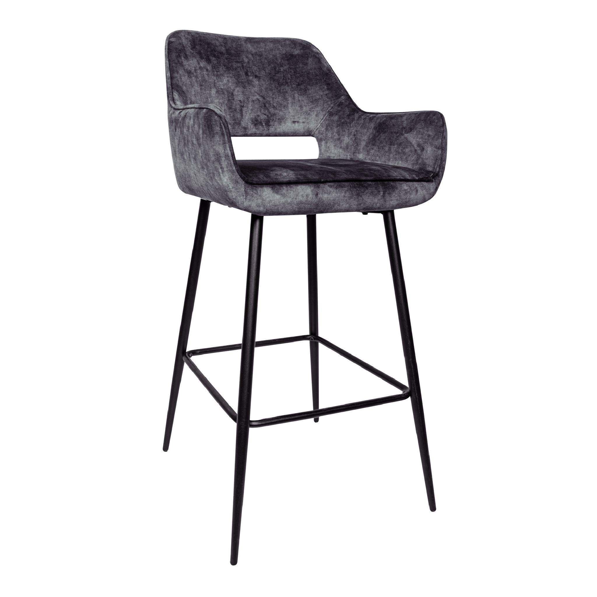 BARHOCKER Fallon Schwarz 61/53/105cm - Anthrazit, Textil (53/105/61cm) - PTMD Collection