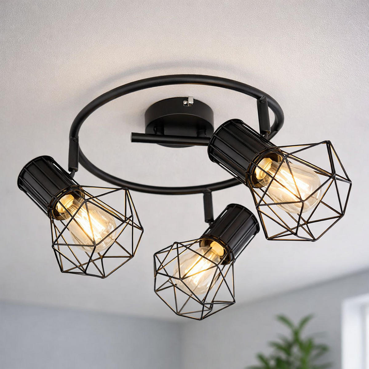 DECKENLEUCHTE Metall Schwarz PRISKA - Schwarz, Metall (28.5/28.5/19cm) - Globo Lighting