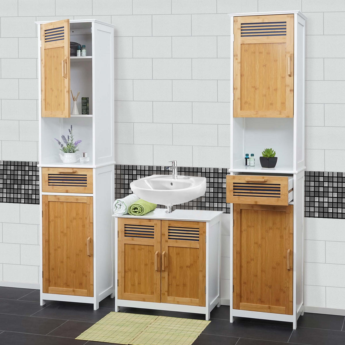 BADEZIMMERSET Braun 3-tlg.-Set - Braun, Holz (40/180/31cm) - MCW