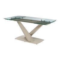 ESSTISCH ausziehbar - 6 bis 10 Personen - Sicherheitsglas & Metall - Transparent & Beige - MALATA - Transparent, Glas (260/90/76cm) - Vente-Unique