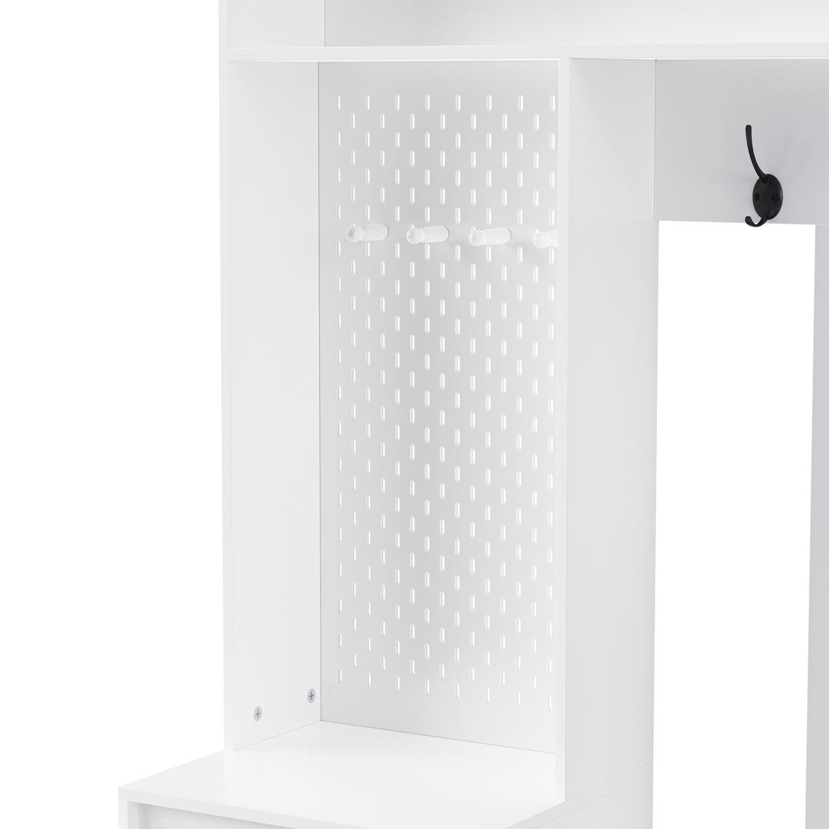 GARDEROBEN-SET 100 cm in Weiß 6-in-1 Flurgarderobe - Weiß, Holzwerkstoff (100/180/35cm) - Urban Meuble