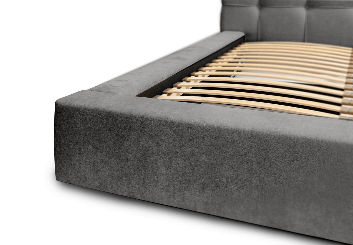 POLSTERBETT aus Velvet Gretta 180x200 cm, Dunkelgrau - Dunkelgrau, Textil (180/200cm) - Fedve