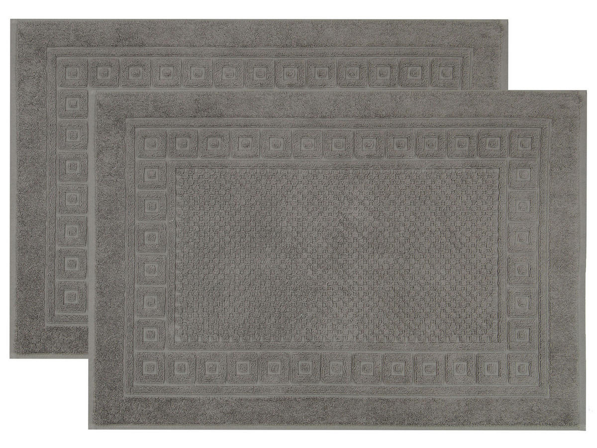 BADEMATTE, 2er-Set, 50x70 cm, 100% Baumwolle, Grau - Anthrazit, Textil (50/70cm) - Zollner