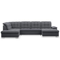 WOHNLANDSCHAFT Jamaal Dunkelgrau Velours rechtsseitig - Dunkelgrau/Schwarz, Textil (330/106/212cm) - Selsey