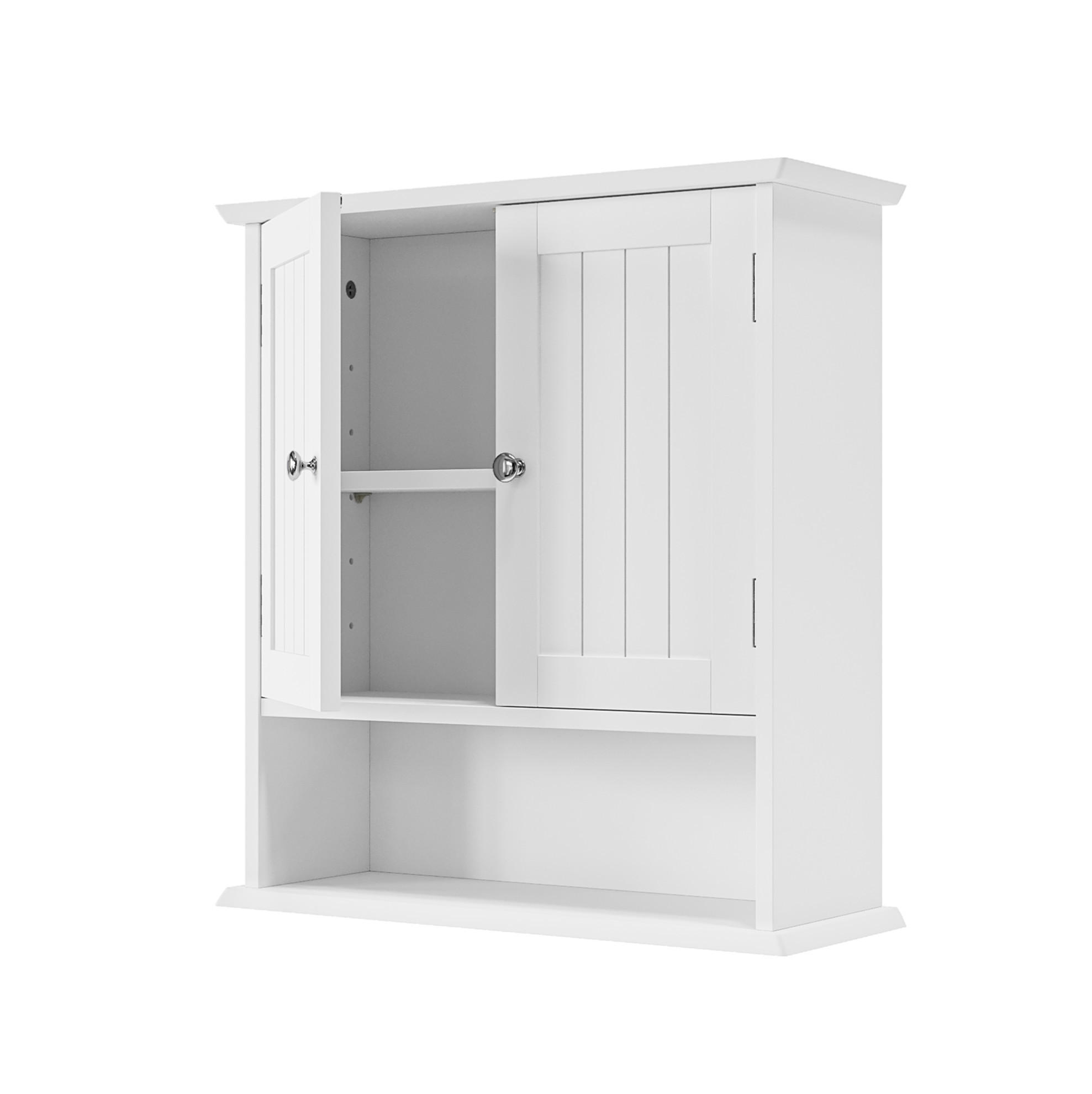 Modfu NÁSTĚNNÁ koupelnová skříňka z MDF 54,6x19,8x59,9 cm bílá s dvojitými dvířky a nastavitelnými policemi