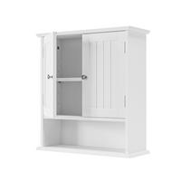 WANDSCHRANK Badezimmerschrank 54.6x19.8x59.9cm in Weiß mit verstellbaren Regalen - Weiß, Holzwerkstoff (54.6/59.9/19.8cm) - Modfu