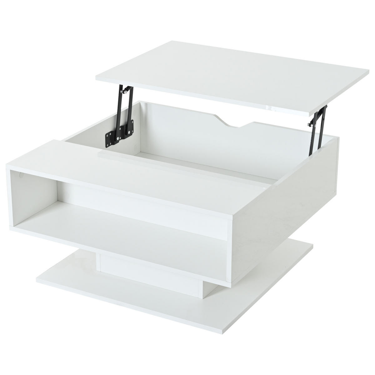 COUCHTISCH DE-004 Lift Weiß - Weiß, Holzwerkstoff (75/80/40cm) - ComfortXL