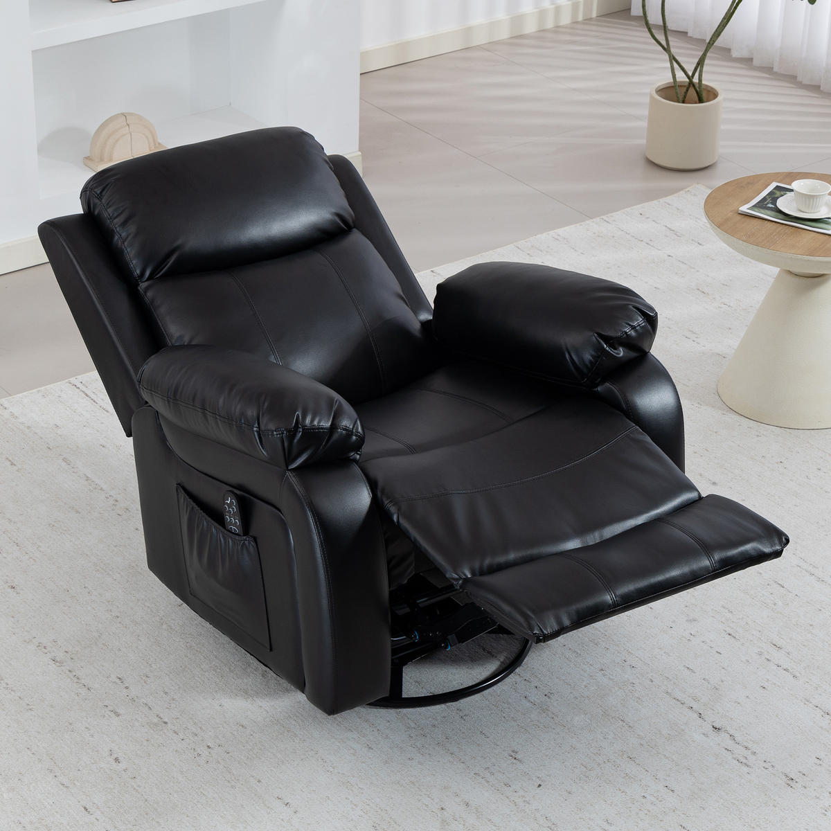 MASSAGESESSEL Kunstleder Metall Schwarz - Schwarz, Textil/Metall (92/100/98cm) - HOMCOM