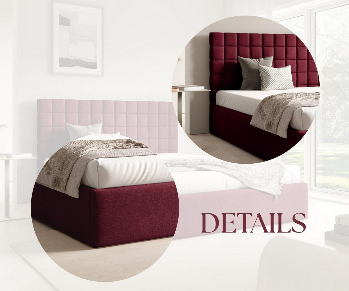 POLSTERBETT BEZA III - Weinrot - Weinrot, Holz/Textil (160/200cm) - AN-Moebel 4u