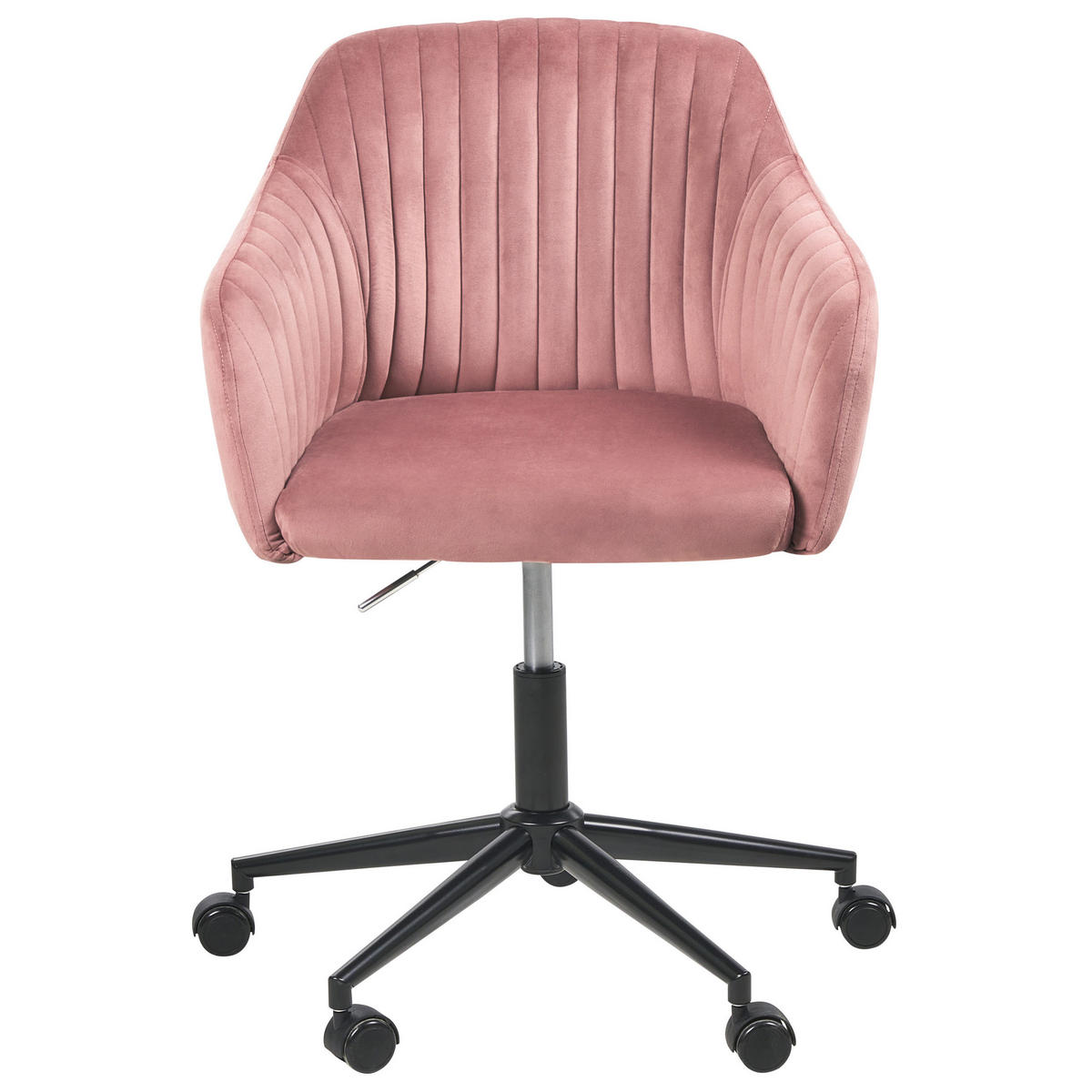BÜROSTUHL Samtstoff Rosa Venice - Pink/Schwarz, Textil (64/89/64cm) - Beliani