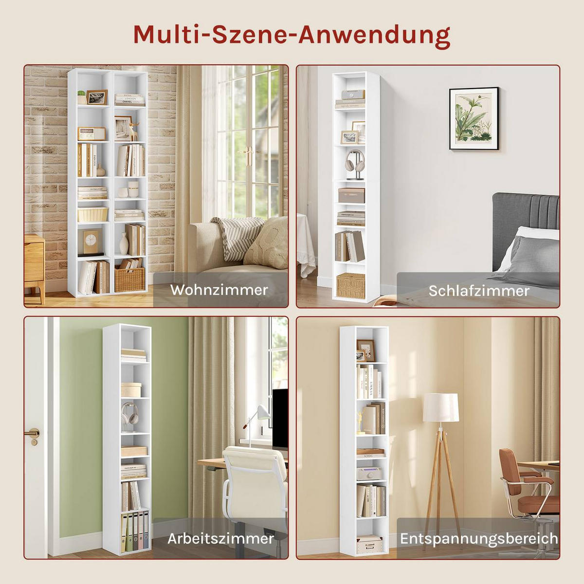 BÜCHERREGAL mit 7 Würfeln, 30x26x178,5 cm, Weiß - Weiß, Holzwerkstoff (30/178.5/26cm) - Woltu